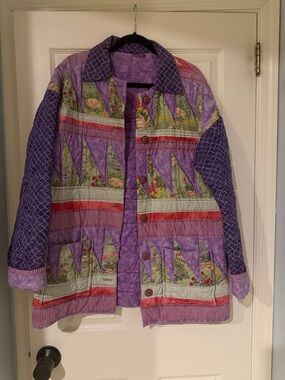 Quilted Patchwork Jacket in Lavender and Purple